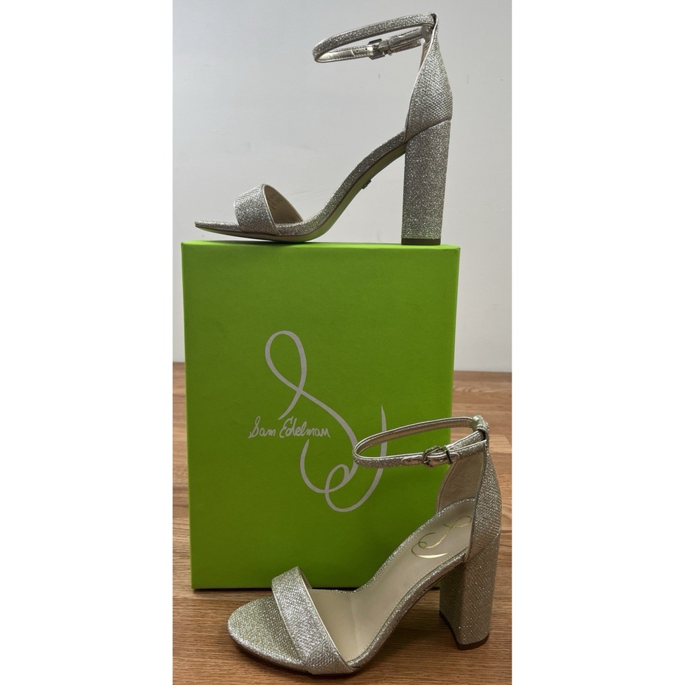Sam Edelman Yaro Heeled Sandals Light Gold Mesh Women's 7.5 NEW Bling Glam